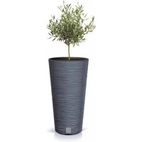 Spetebo Blumentopf Kunststoff Rillen Blumen Topf anthrazit - 58x30 cm (Stück, 1 St., Blumentopf), Rillen Design Pflanzkübel mit Einsatz