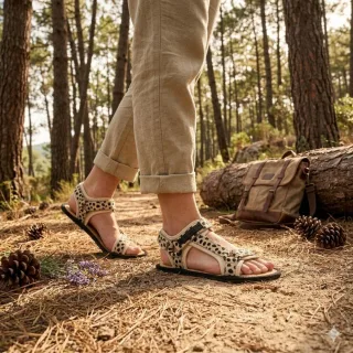 Grand Step Shoes Barfuß Sandalen Trekking Leo Camel 38