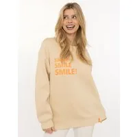 Zwillingsherz Hoodie "Smile Smile Smile" Rundhals, Stickerei in Neon, fröhliche Botschaft