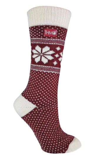 THMO - Damen Vintage Nordic Fairisle Style Winter Wool Blend Socken