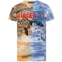 Cipo & Baxx T-Shirt T-Shirt im Batik-Look mit Print auf Front und Rücken