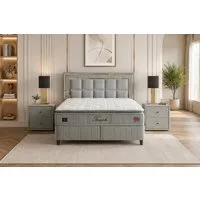 gowoll Boxspringbett Wooltouch Stauraumbett, Doppelbett inkl. Matratze (Set, erhältlich in den Größen 140x200cm, 160x200cm und 180x200cm), inkl. zwei Bettkästen & 35 cm höhe Matratze und Topper