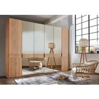 WIEMANN Kleiderschrank Cardiff, Massivholztüren in Kombination mit Glas- oder Spiegeltüren (4 Breiten, 2 Höhen 216/236cm auswählbar) hochwertiges Design in langlebiger Qualität, viel Stauraum
