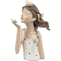 Kaufhaus le petit Skulptur Deko Büste elegante Frau Dame Schmetterling Retro Art Deco Stil Figur, Dekofigur Dekoskulptur Dekoobjekt aus Polyresin (Kunststein)