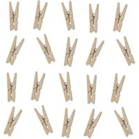partydeco Wäscheklammern, Kleine Wäscheklammern für Fotos 3cm mini Holzklammern natur 20er Set