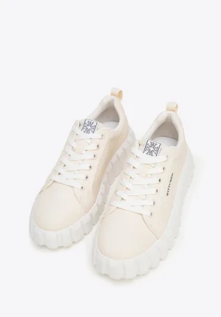 Wittchen Damen Plateau-Sneaker Hellbeige Textilmaterial