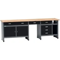KÜPPER Werkbank 12280, 240x84x60 cm, 2 Türen, 6 Schubladen, 300 kg Traglast, 240x60x84 cm (BxHxT)