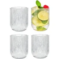 Zoha Gläser-Set Relief Crystal Glas Set - Latte Macchiato Tee Softdrink, 4-tlg., Glas, Hitzebeständig - verschiedene Größen