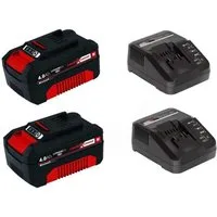 Einhell 2 x 4,0 Ah Akku und 2 x Ladegerät Power X-Change Li-Ion, 18 V Akku Starter-Set (4 St)