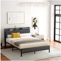 STILVORA Jugendbett Metallbett 140x200 Bettgestell bett mit Steckdose,led Beleuchtung (1-tlg)