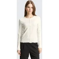 TOM TAILOR Denim Langarmshirt T-Shirt Pointelle Langarmshirt mit Deko-Knopfleiste