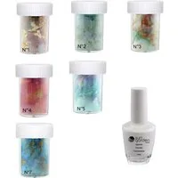 Sun Garden Nails Nageldesign Zubehör 6 x Nagelfolie + Folienkleber MARBLE SET 7 - Nail Art Folie, Spar-Set, Setartikel
