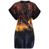 Desigual Partykleid Schwarzes kurzes Damenkleid mit Muster & kontrastierenden Details