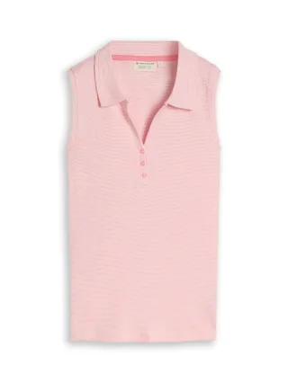 Tom Tailor - Top mit Polokragen und Streifen pink white structure stripe - Gr. - L