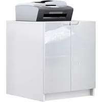 Vladon Kommode Logan (Aktenschrank, mit 2 Fächern und 2 Türen), Druckerschrank Weiß matt/Weiß Hochglanz (51 x 60,5 x 54 cm)