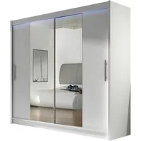 MIRJAN24 Kleiderschrank London II (mit Schiebetüren und Spiegel) 180x215x58 cm, Garderobe, Schiebetürenschrank