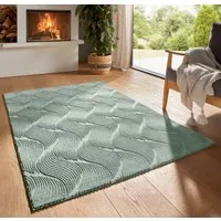 TaraCarpet Teppich TaraCarpet Homestyle 392 Shell, rechteckig, Höhe: 10 mm, Felloptik hoch-tief weich waschbar Düne grün 50x80