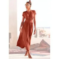 LASCANA Midikleid mit Reißverschluss am Ausschnitt und Tailleneinsatz figurbetontes Jerseykleid, Viskosekleid, elegantes Sommerkleid