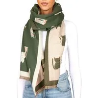 BRUBAKER Schal Cashmirillo Damen Schal mit Katzen Muster - 70 x 200 cm, (Herbstschal Winterschal, 1-St. Weiches Kaschmir-Gefühl), Warm, Kuschelig und Oversized - Damenschal für Herbst und Winter