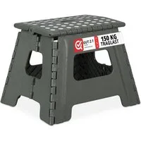 relaxdays Sitzhocker Klapphocker faltbar L, Hellgrau