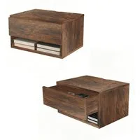 JEOBEST Nachttisch Schwebender Nachttisch, Nachtschrank Wandmontage, Seitentisch Regale, (2-St., Hängeschrank) offenes Regal + Schublade, Platzsparendes