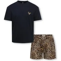 KIDS ONLY Shorty KOGRILA NIGHTWEAR AOP TOP/SHORTS SET JRS (Set, 2 tlg) bedrucktes Oberteil und unifarbene Hose