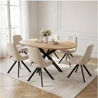Jiexi Essgruppe Tisch-und Stuhlset, Ausziehbarer Esstisch (110-150 cm) mit 4-6 Stühlen