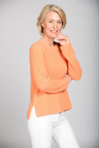 CLARINA - Rdh.-Pullover, 1/1 Arm, uni 450 pfirsich - Gr. - 46