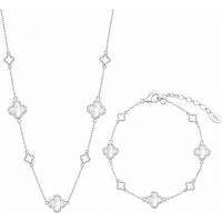 ROUGEMONT Schmuckset Glücksbringer Kleeblatt Damen Schmuckset 925 Sterling Silber, Glücksbringer Schmuckset 925 Sterling Silber