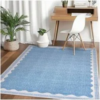 GarveeMore Teppich Doora, rechteckig, Höhe: 7 mm, mit besonders weichem Flor, Kurzflor, modern, wellenförmiger Bordüre