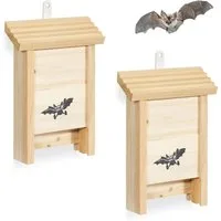 relaxdays Nistkasten Fledermauskasten 2er Set, natur