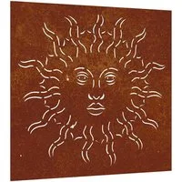 vidaXL Wandbild Garten-Wanddeko 55x55 cm Cortenstahl Sonne-Design, (1 St)