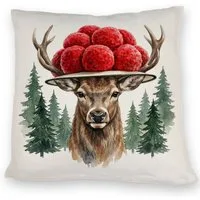 speecheese Dekokissen Hirsch mit Bollenhut Kissen Schwarzwald Motiv