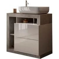 welltime Waschtisch Hamburg, 2 Schubkästen, Breite 79 cm, Soft-Close, inkl. Keramik-Aufsatzbecken
