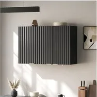 Flieks Hängeschrank Küchenschrank mit 3 Türen Wandschrank für Wohnzimmer, Badezimmer (B90×T29×T60 cm, 1-St) multifunktionaler Badkommode Wandmontage Mehrzweckschrank Schwarz