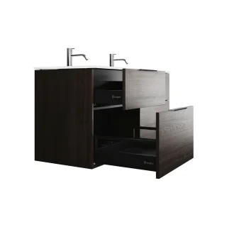 Burgbad Glas Waschtisch-Set Eqio Marone Dekor Trüffel/Weiß, SEYY122F2012A0070 SEYY122F2012A0070
