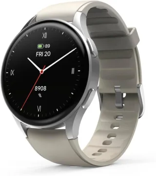 Hama Smartwatch 8900 [inkl. Kunststoff-Armband beige] Aluminiumgehäuse silber