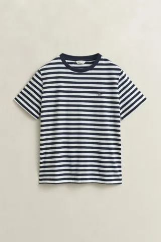 GANT - Shield T-Shirt mit Streifen evening blue - Gr. - L