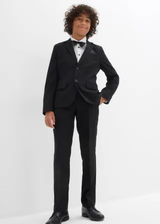 bonprix Anzug (2tlg. Set) in Regular Fit, schwarz, Gr.134, Schöner Jungen Anzug: Sakko + Hose mit verstellbarem Bund