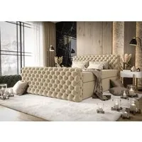 B&B Home Boxspringbett Boxbett Figo IV 180 cm 200 cm (inkl zwei Bettkästen, Multipocket-Matratze und Topper, Chesterfield)