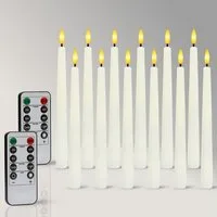 OZAVO LED-Kerze LED Stabkerzen mit Fernbedienung Warmweiß (Flammenlose Tafelkerzen mit Timerfunktion, 12-tlg., 3D Docht), Tropffreie Tafelkerzen für Restaurants, Hochzeiten und Partys