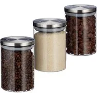 relaxdays Vorratsglas 3er Set je 750 ml, Glas