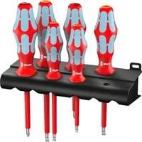3165 i/6 Schraubendrehersatz, Edelstahl + Rack rot/blau, 6-teilig, mit Lasertip