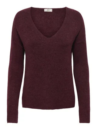JDY - JDYELANORA L/S V-NECK PULLO. KNT NOOS Cabernet - Gr. - XL