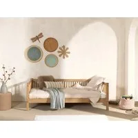 Vipack Einzelbett Forrest 90/200 aus massiver Eiche, Oberfläche geölt, stabil gebaut (B/H/T ca. 207,5x68x97,5cm, inkl. Massivholz Rolllattenrost), aus massiver Eiche geölt, LF 90x200 cm, wahlweise mit Bettschublade