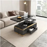 Guyii Couchtisch höhenverstellbar, multifunktional mit Stauraum, Ablage & Klapptisch (1-St), Wohnzimmertisch, Schreibtisch, Esstisch, 120x60/120x120cm