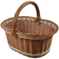 natuleo by pokuc Einkaufskorb Großer Einkaufskorb aus Weide Braun-Weiß oval 52x39x40 cm