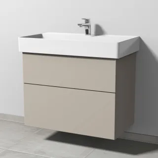Sanipa 3way Waschtischunterbau zu Duravit Dura Square Waschtisch mit 2 Auszügen, Kaschmir-Matt SP4281U