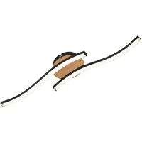 Briloner Leuchten LED Deckenleuchte modern Deckenlampe 2-flammig Schwarz Holz Design, LED fest integriert