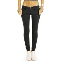 be styled Röhrenhose Low Waist Hosen hüftige Skinny Stretch fit Hüftjeans - Damen - j14f-2 Schleife auf Gesäßtaschen